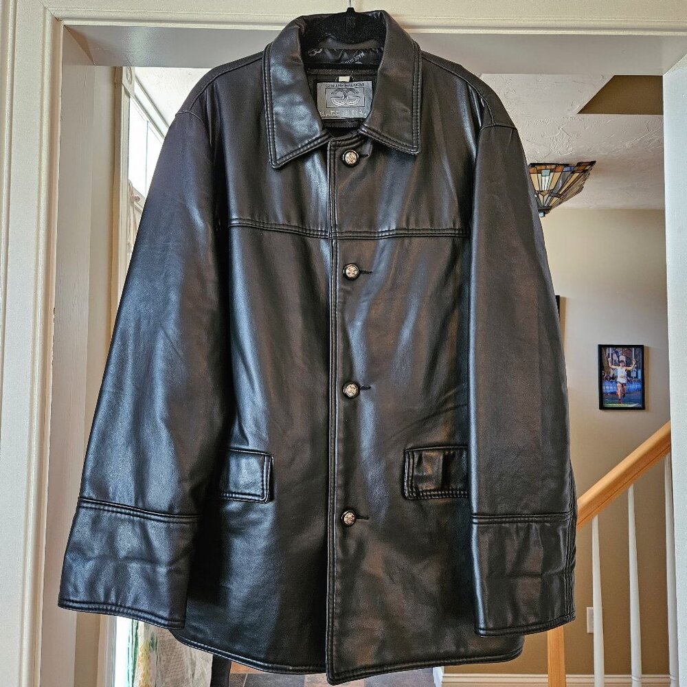 Men's Leather Trench Coat